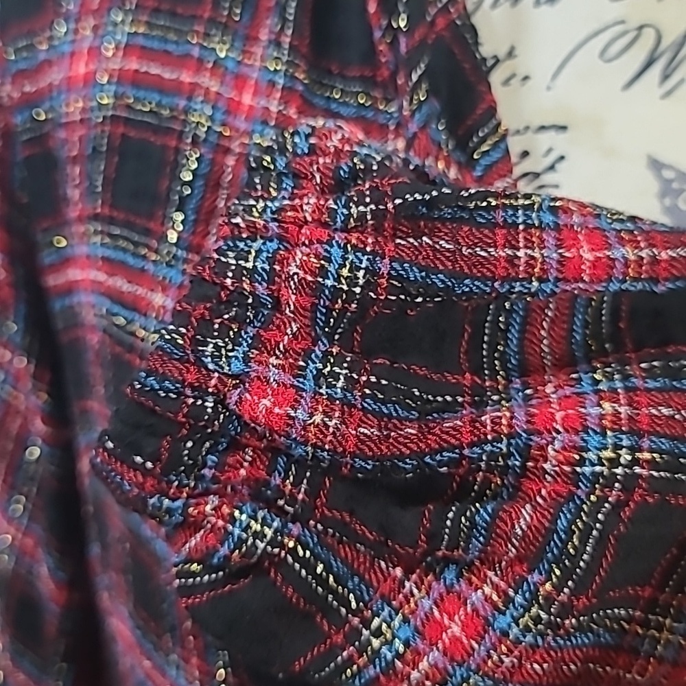 LOFT plaid metalic gold strip prairie dress - Picture 5 of 11